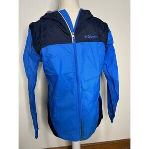 Columbia Size L(14-16) Boys Blue Full Zip Outdoor Hooded Windbreaker Jacket T293